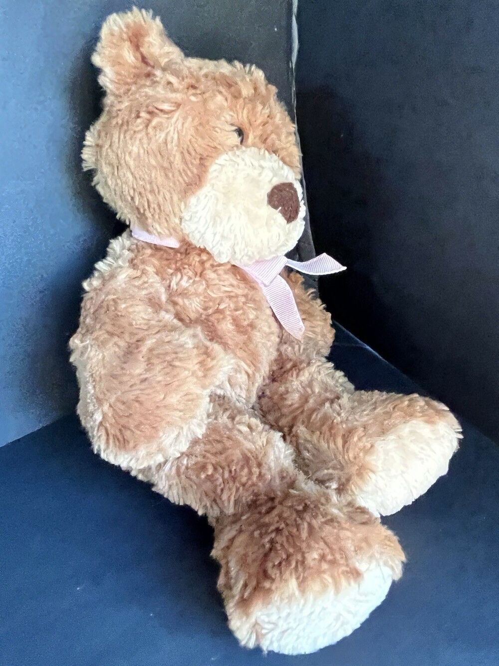 Vintage Carter’s Classics  Pink Ribbon Fuzzy Teddy Bear Brown Plush Lovey RARE - Picture 4 of 12